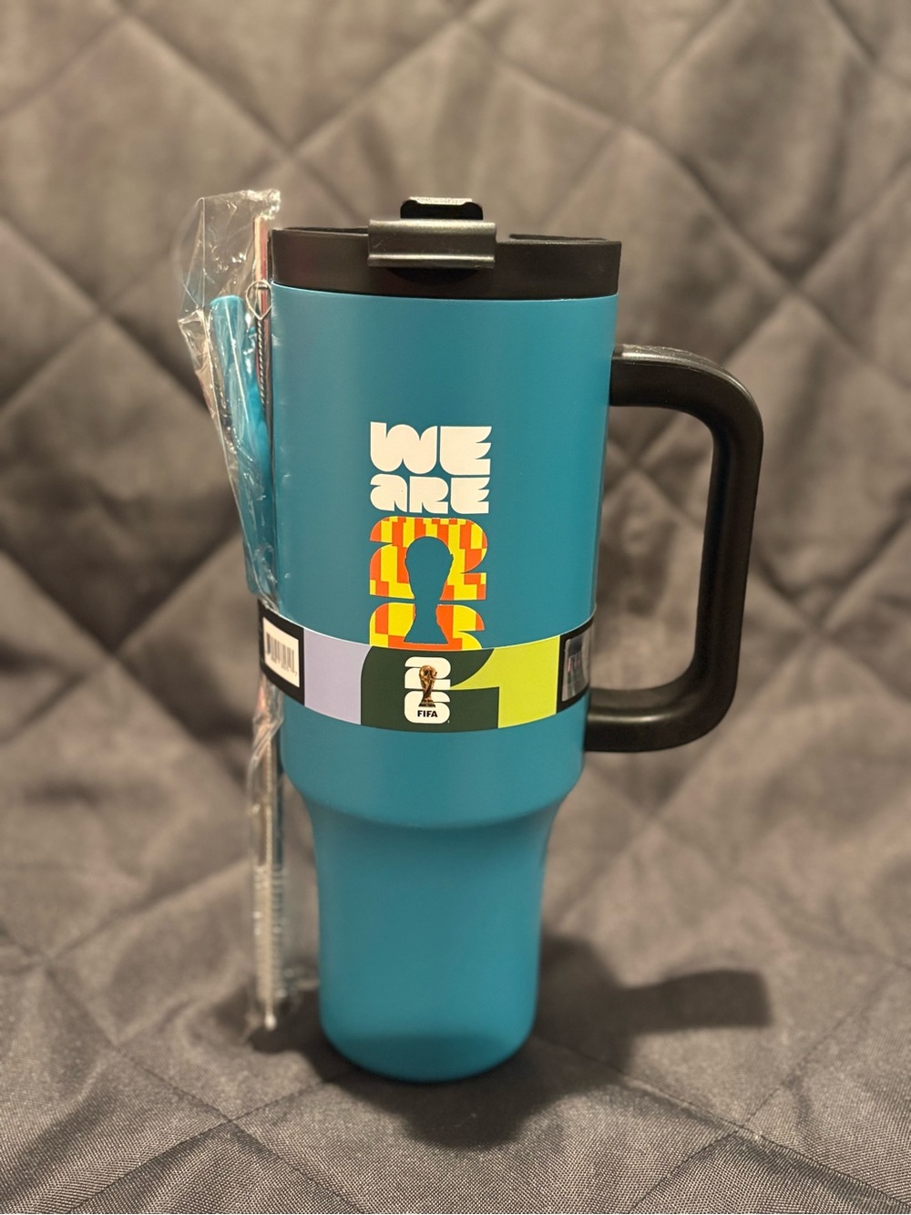 NEW FIFA World Cup 2026 Tumbler 40oz Stainless Steel Travel Mug With Straw Blue